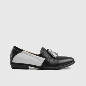 Leather Slip On Tassels 2893 Black/White