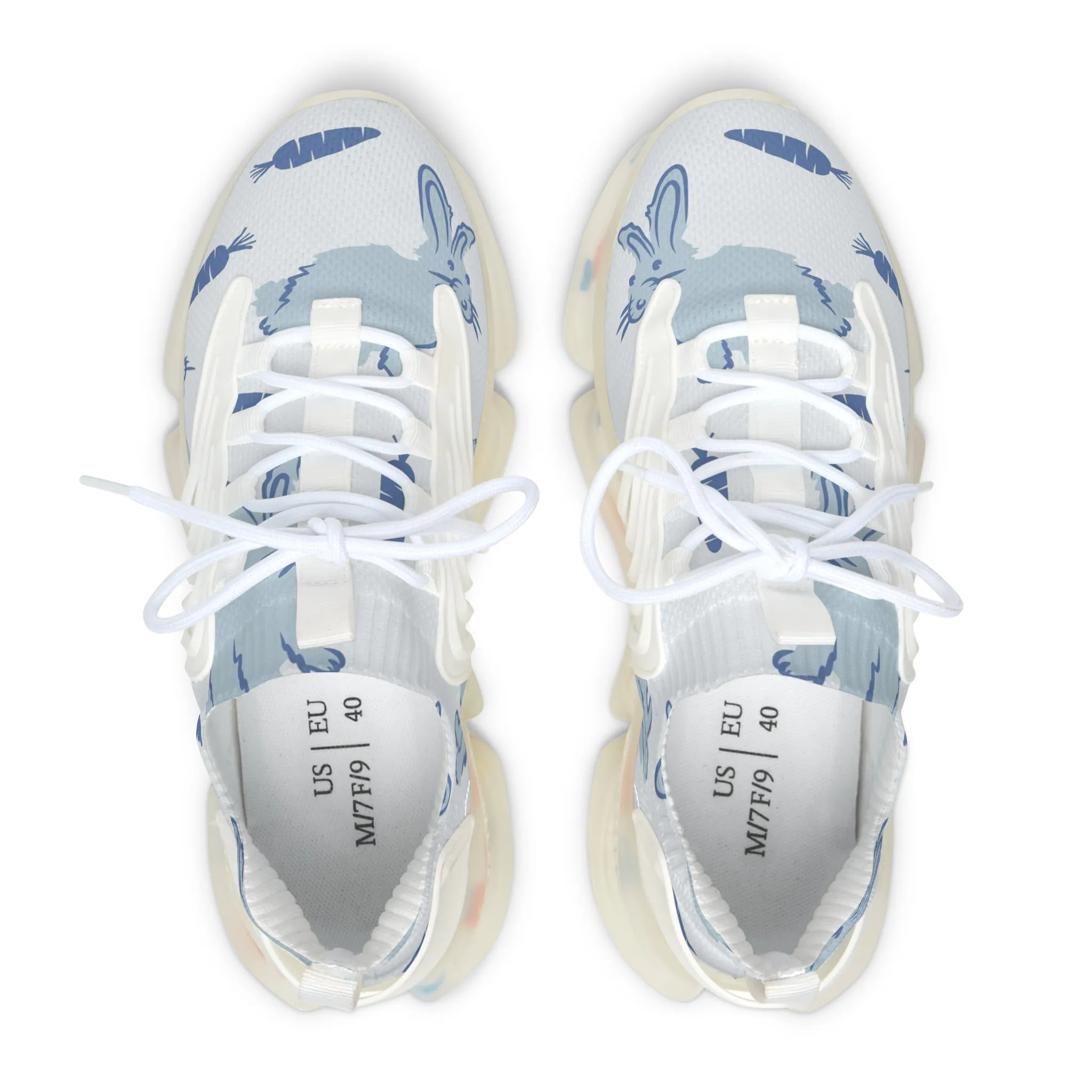 Light Blue Cute Bunny Rabbit Women's Mesh Sneakers