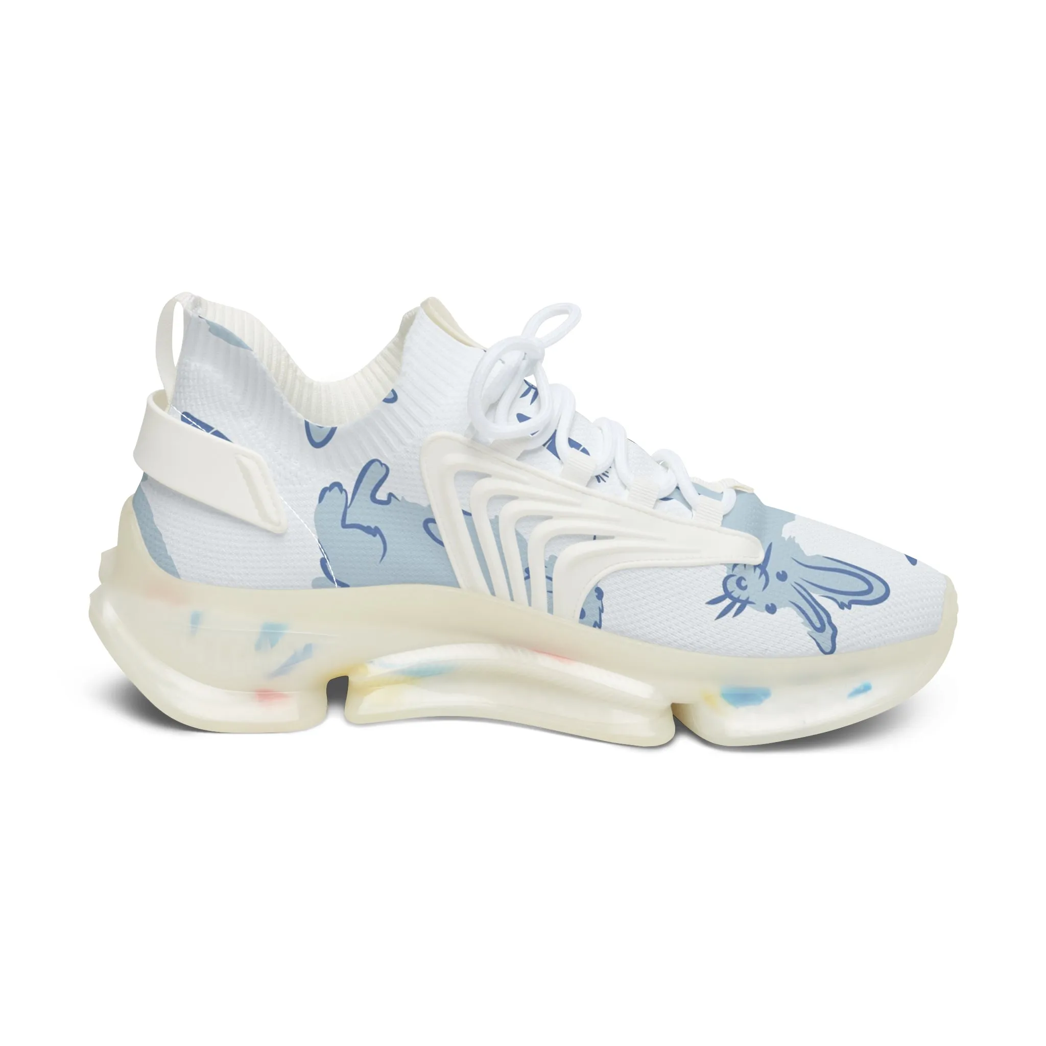 Light Blue Cute Bunny Rabbit Women's Mesh Sneakers