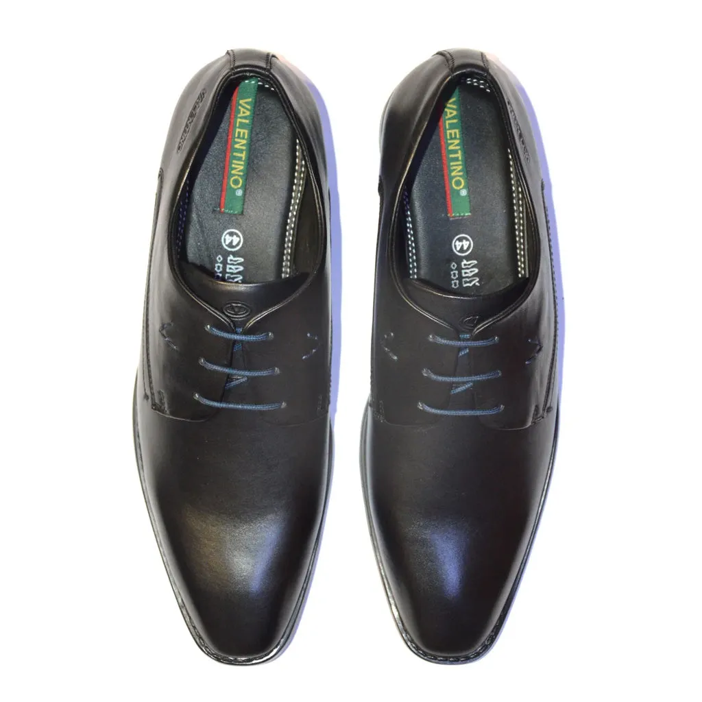 Men Premium Leather Black Lace-Up Formal Derby Shoes (Giness-55)