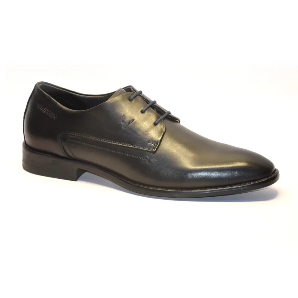 Men Premium Leather Black Lace-Up Formal Derby Shoes (Giness-55)