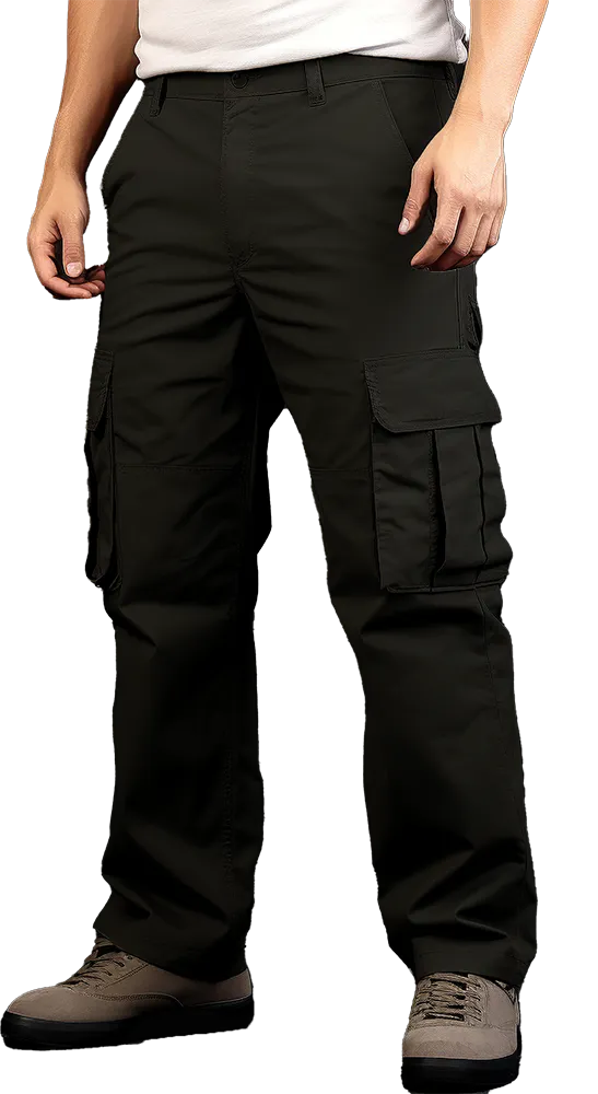 Men's cargo trousers floor length pants with side big pockets 1960s style