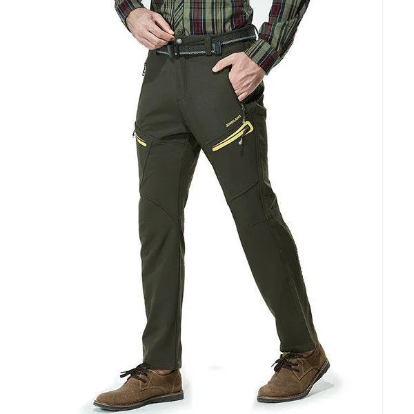 Mens Warm Fleece Lining Water-repellent Outdoor Sport Pants
