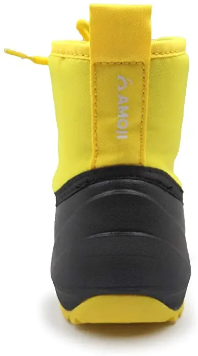 New Kids Amoji Waterproof Winter Boots, Yellow/Black! Easy-slip on design! Sz 5 Big Kid