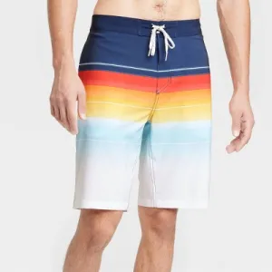 New - Men's 10" Sunset Striped Swim Shorts - Goodfellow & Co Orange 28