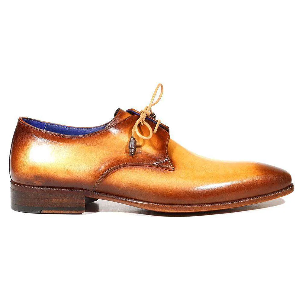 Paul Parkman Handmade Designer Shoes Men's Designer Shoes Hand-Painted Derby Camel / Brown Oxfords (PM3011)