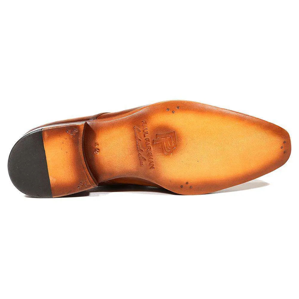 Paul Parkman Handmade Designer Shoes Men's Designer Shoes Hand-Painted Derby Camel / Brown Oxfords (PM3011)