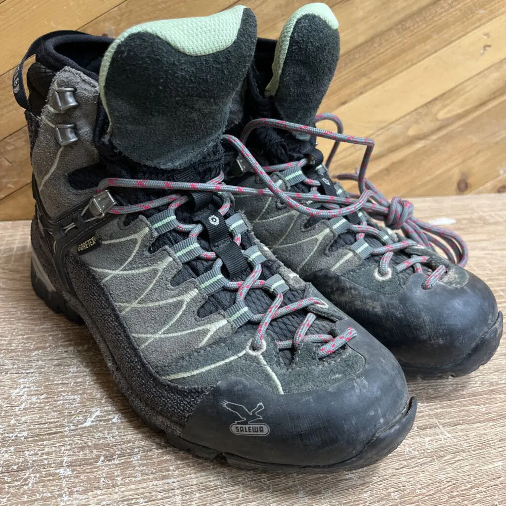 Salewa - Women's Alps Trainer Mid GTX Hiking Boots - MSRP $300: Grey/Black/Light Green-women-W7