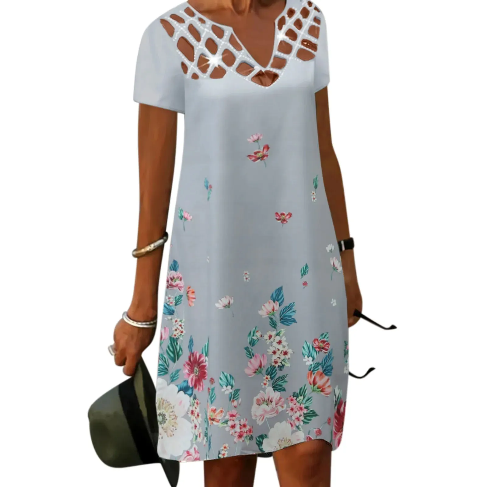Sexy V-Neck Hollow-Out Mini Dress