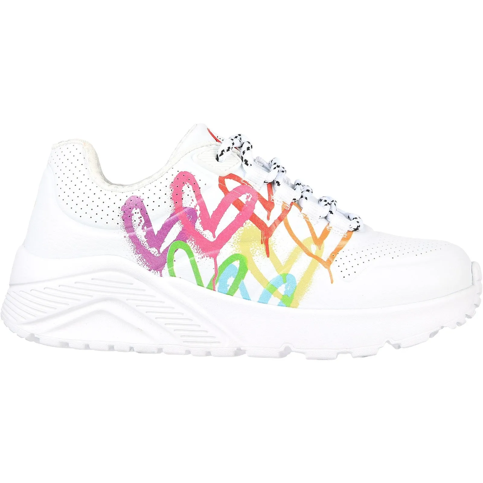 Skechers Girls Uno Lite Love Brights Trainers - White