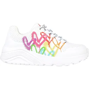 Skechers Girls Uno Lite Love Brights Trainers - White