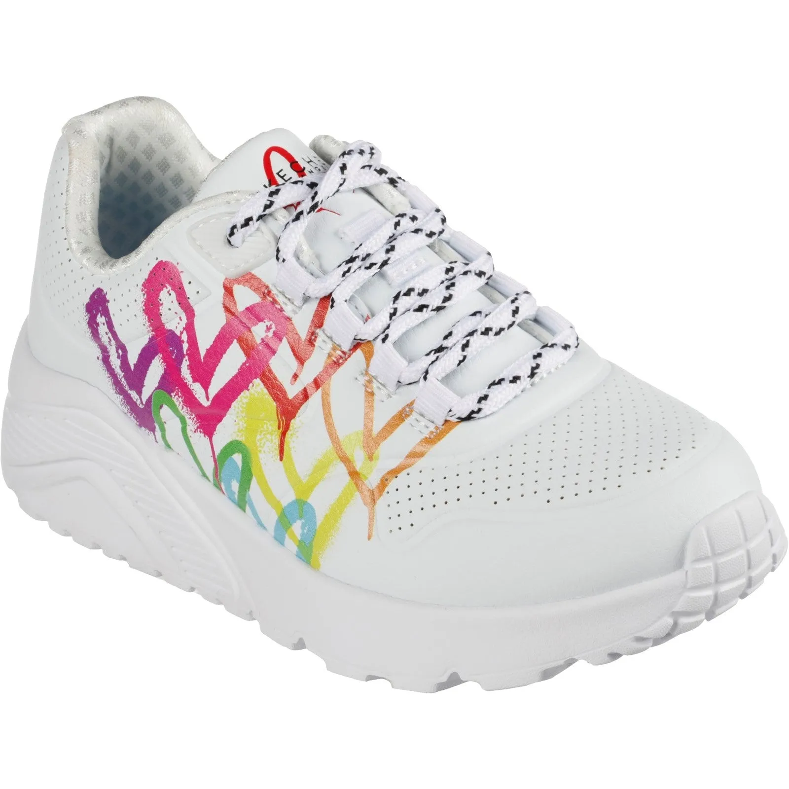 Skechers Girls Uno Lite Love Brights Trainers - White