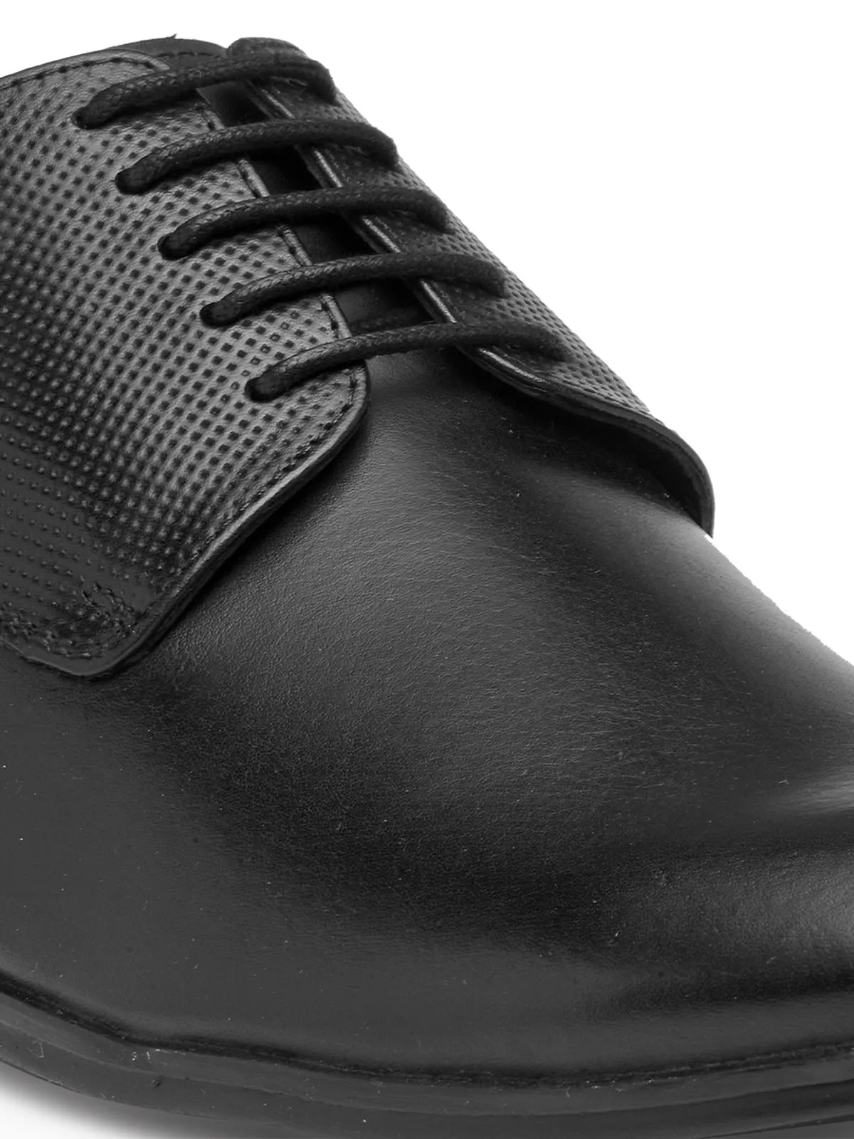 Teakwood Genuine Leather Black Derby Shoes