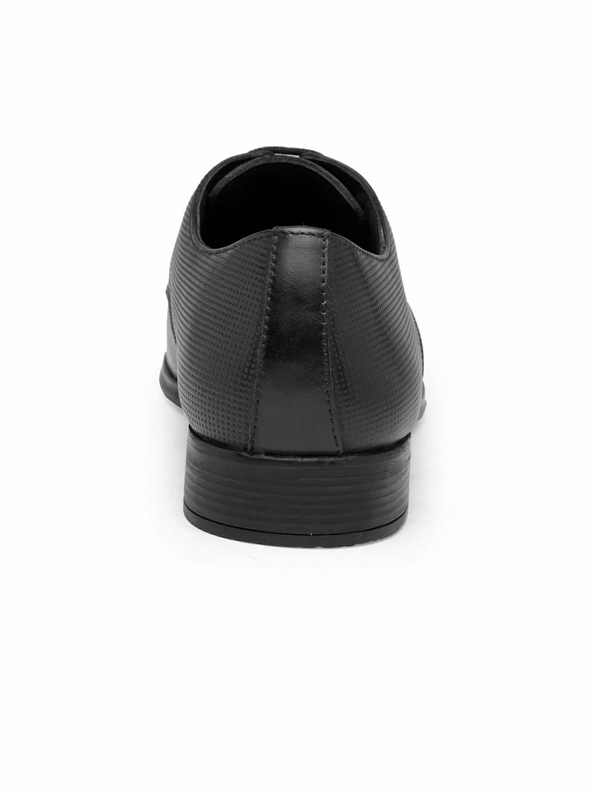 Teakwood Genuine Leather Black Derby Shoes