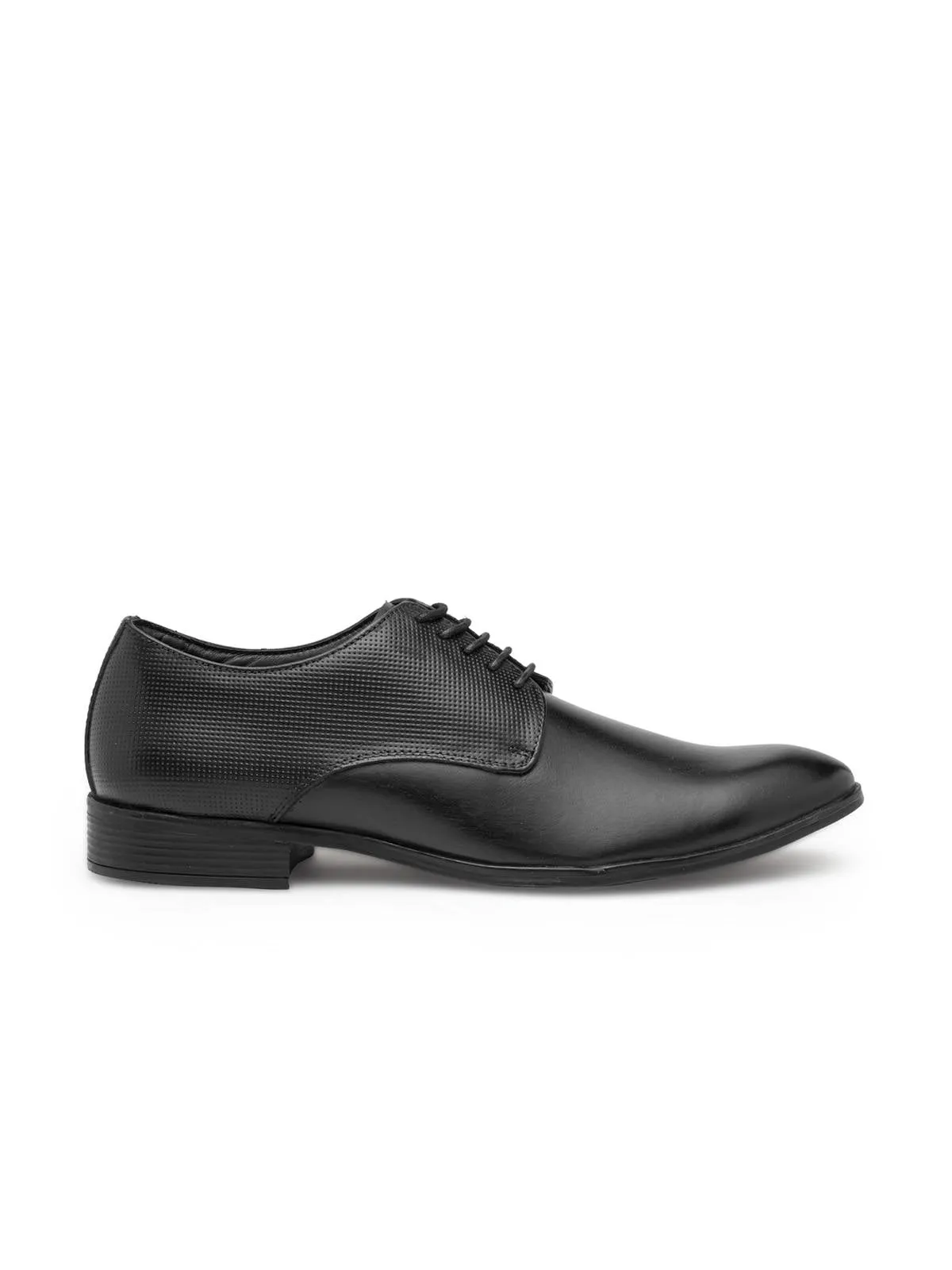 Teakwood Genuine Leather Black Derby Shoes