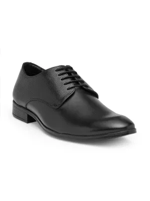 Teakwood Genuine Leather Black Derby Shoes