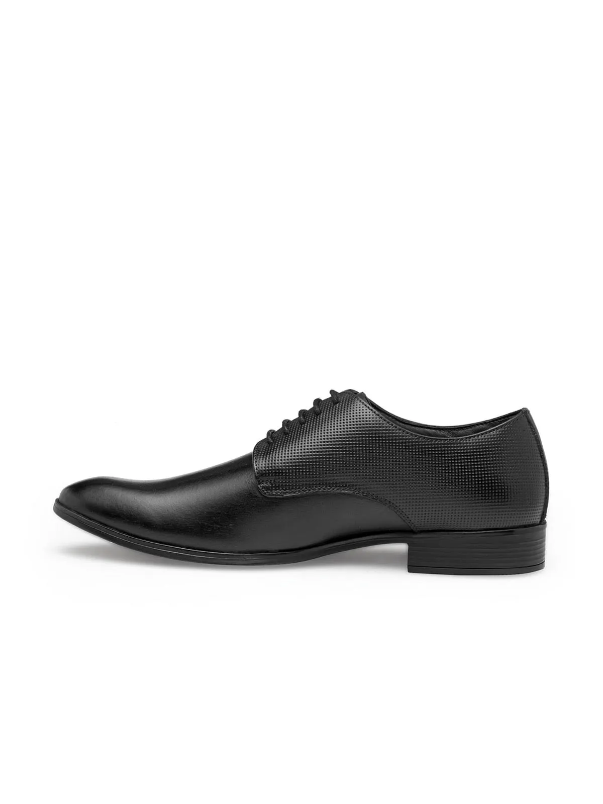 Teakwood Genuine Leather Black Derby Shoes
