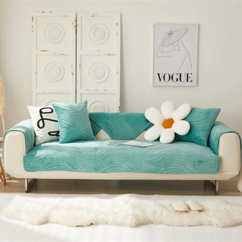 Tessa Textured Geometric Wave Sofa Slipcover