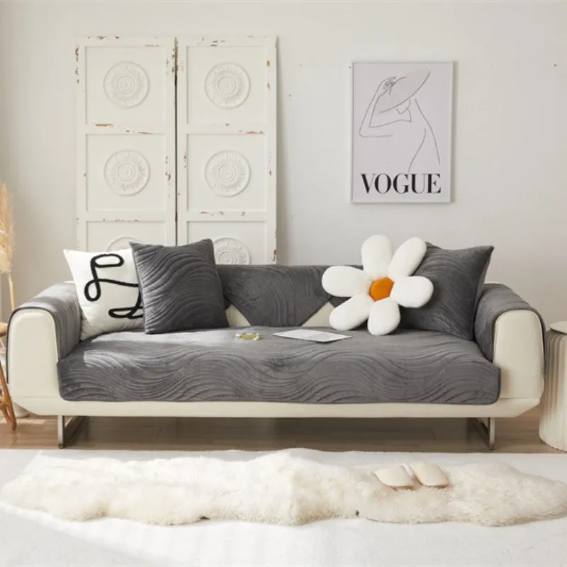 Tessa Textured Geometric Wave Sofa Slipcover