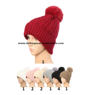 Trendy Fur Lining Pom Pom Beanies Wholesale