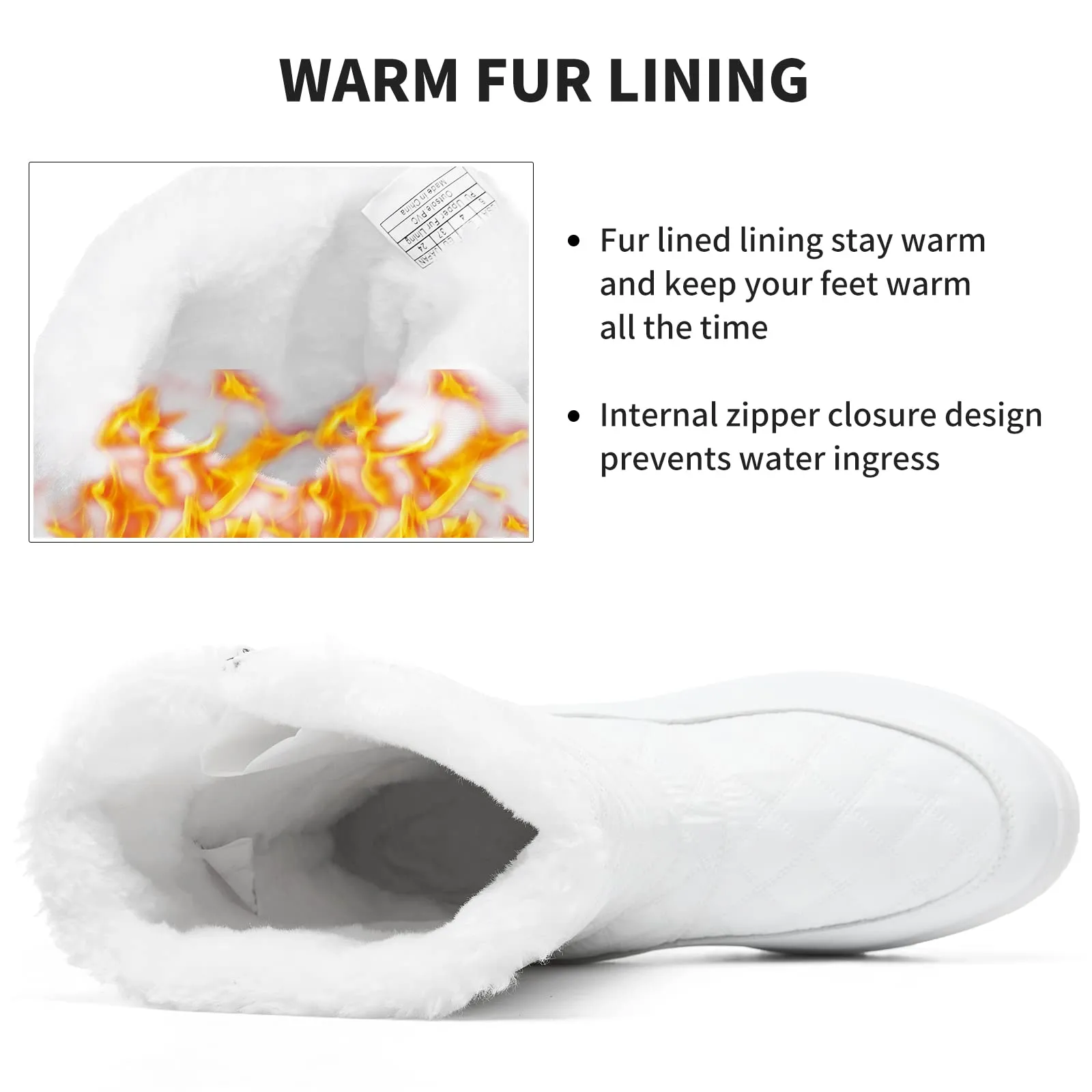 White Winter Textured Fur Lined Metallic Snow Boots