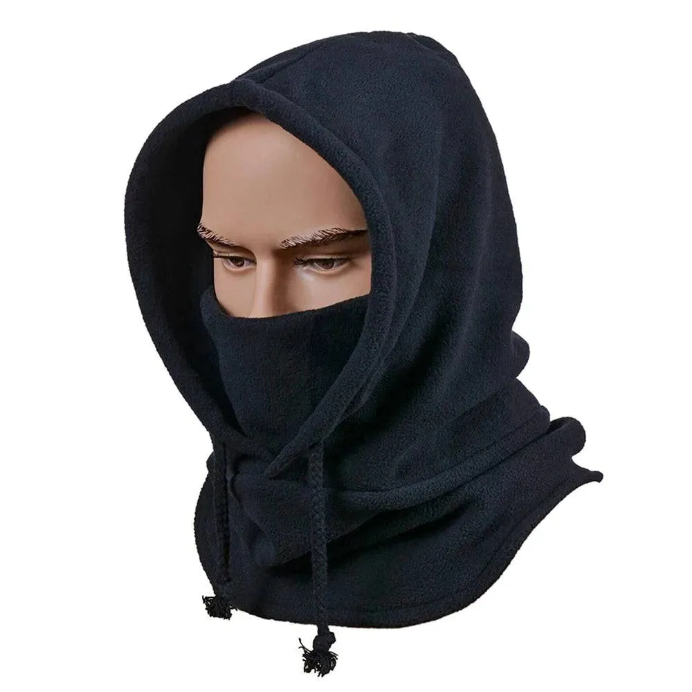 Winter Warm Mask Polar Fleece Winter Sports Cap Face Cover Neck Warmer Adjustable Drawstring for Cycling Skiing Motorcycling