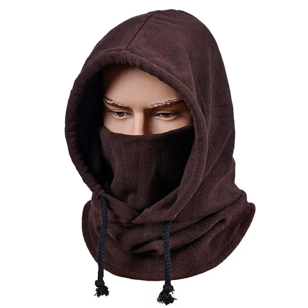 Winter Warm Mask Polar Fleece Winter Sports Cap Face Cover Neck Warmer Adjustable Drawstring for Cycling Skiing Motorcycling