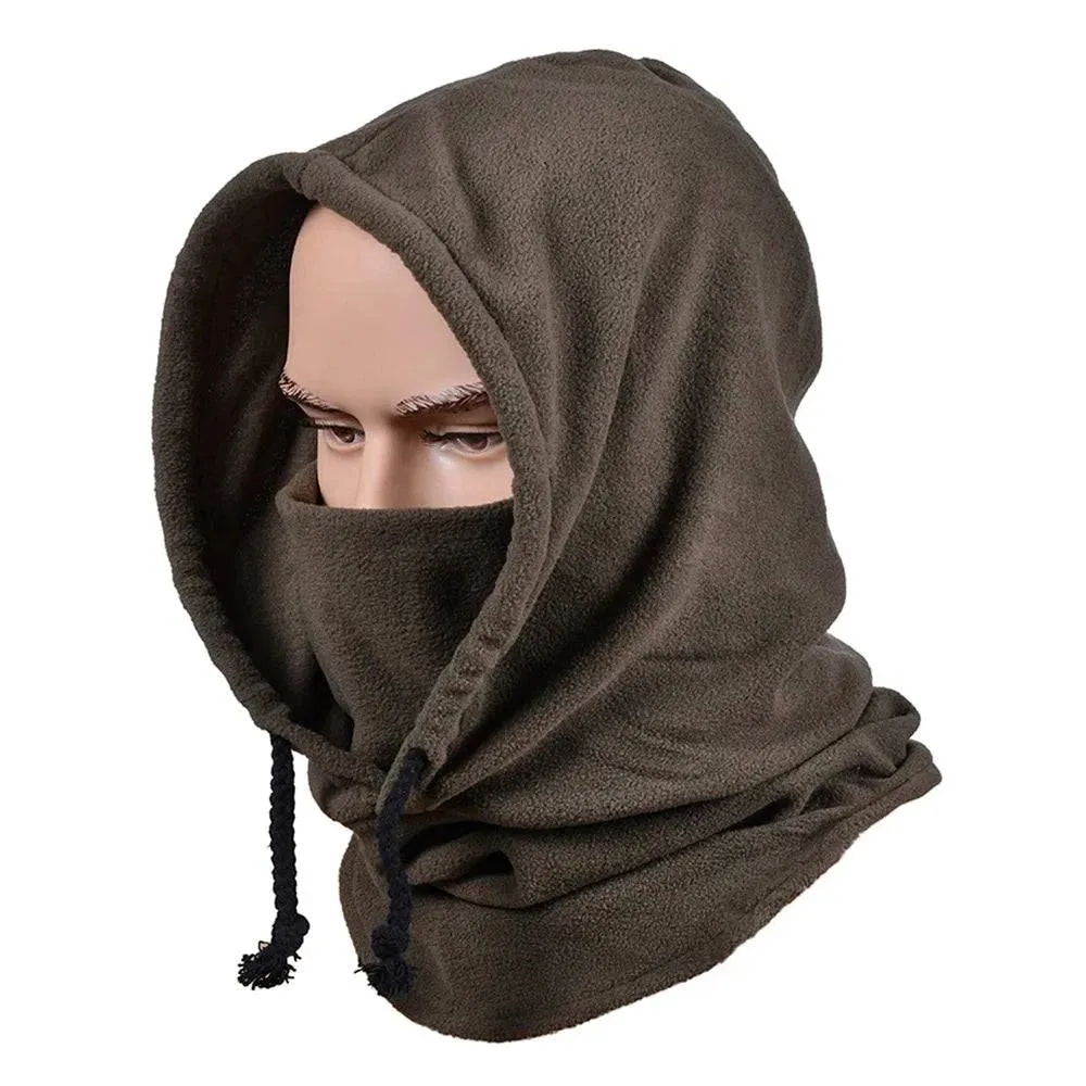 Winter Warm Mask Polar Fleece Winter Sports Cap Face Cover Neck Warmer Adjustable Drawstring for Cycling Skiing Motorcycling