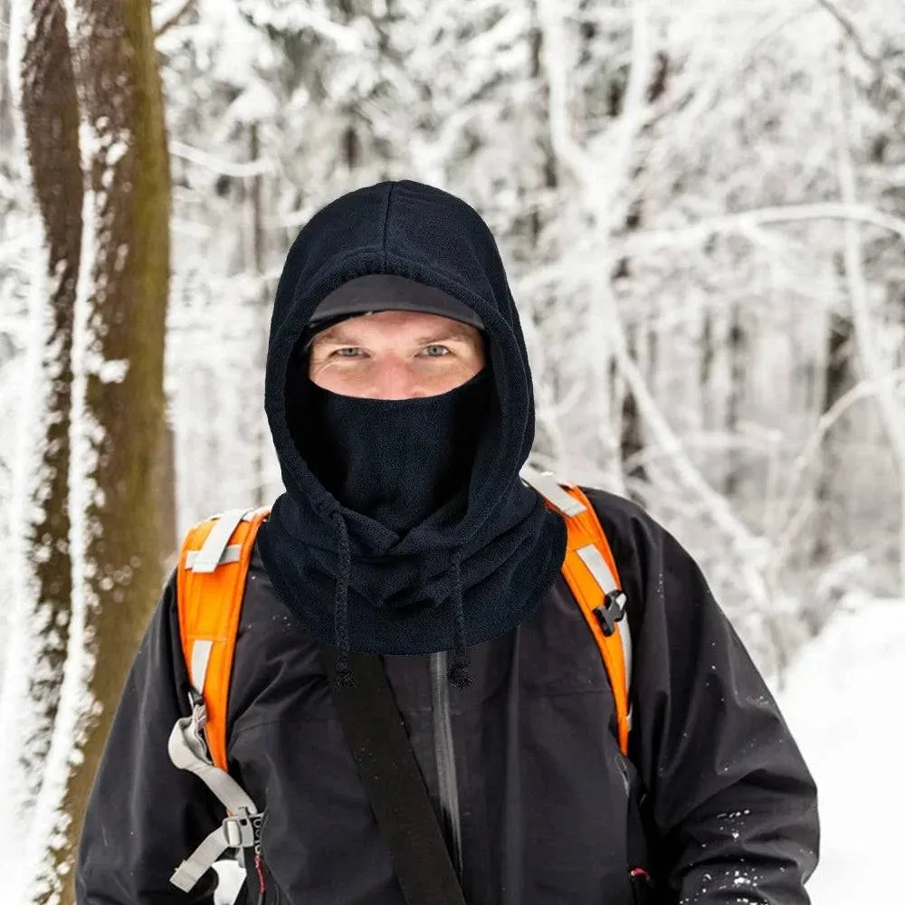 Winter Warm Mask Polar Fleece Winter Sports Cap Face Cover Neck Warmer Adjustable Drawstring for Cycling Skiing Motorcycling