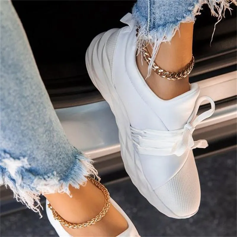 Women's fly knit sneakers lace-up tennis shoes summer lightweight running shoes
