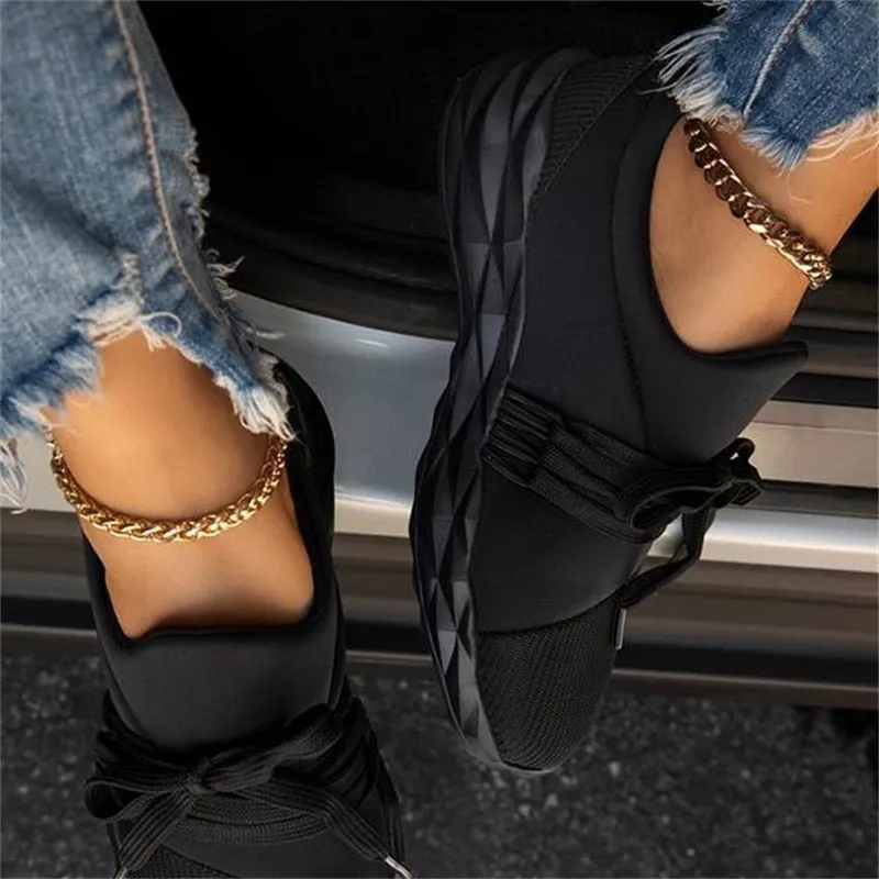 Women's fly knit sneakers lace-up tennis shoes summer lightweight running shoes