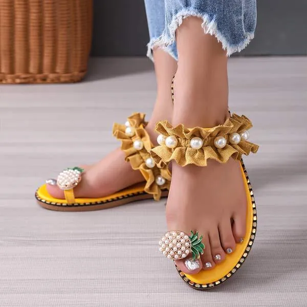 Women's Pineapple Thong Slippers 18342836C