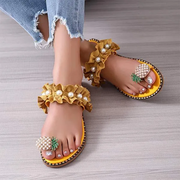 Women's Pineapple Thong Slippers 18342836C