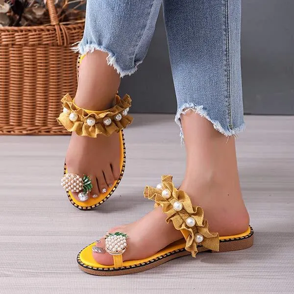 Women's Pineapple Thong Slippers 18342836C