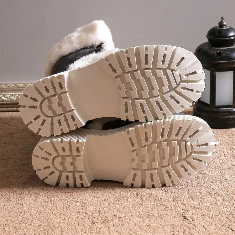 Women's plush lined warm mid calf snow boots