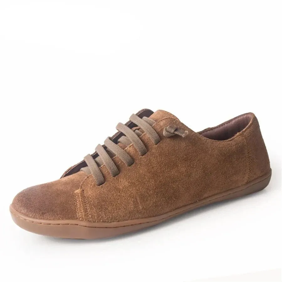 Women's Suede Leather Barefoot Flats - Casual Spring Shoes