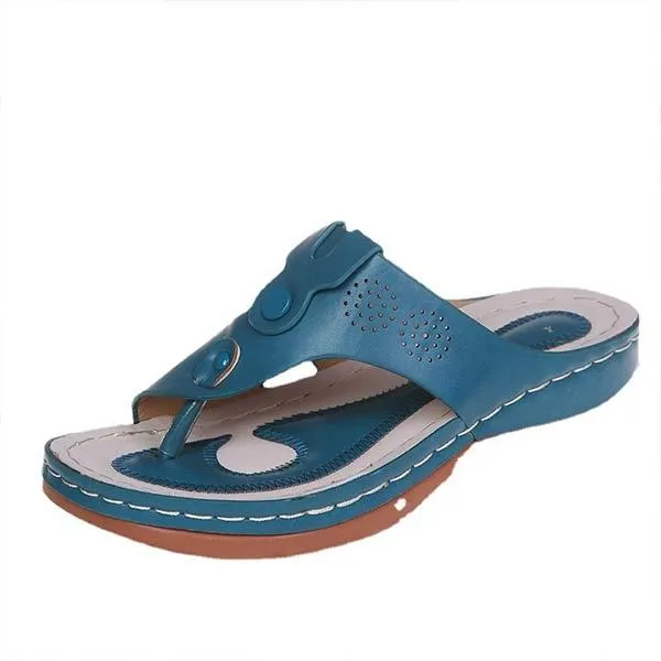 Women's T-Strap Buckled Flat Beach Sandals 16301356C