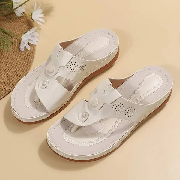 Women's T-Strap Buckled Flat Beach Sandals 16301356C